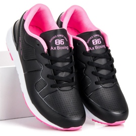 Ax Boxing Czarne obuwie sportowe damskie różowe 3