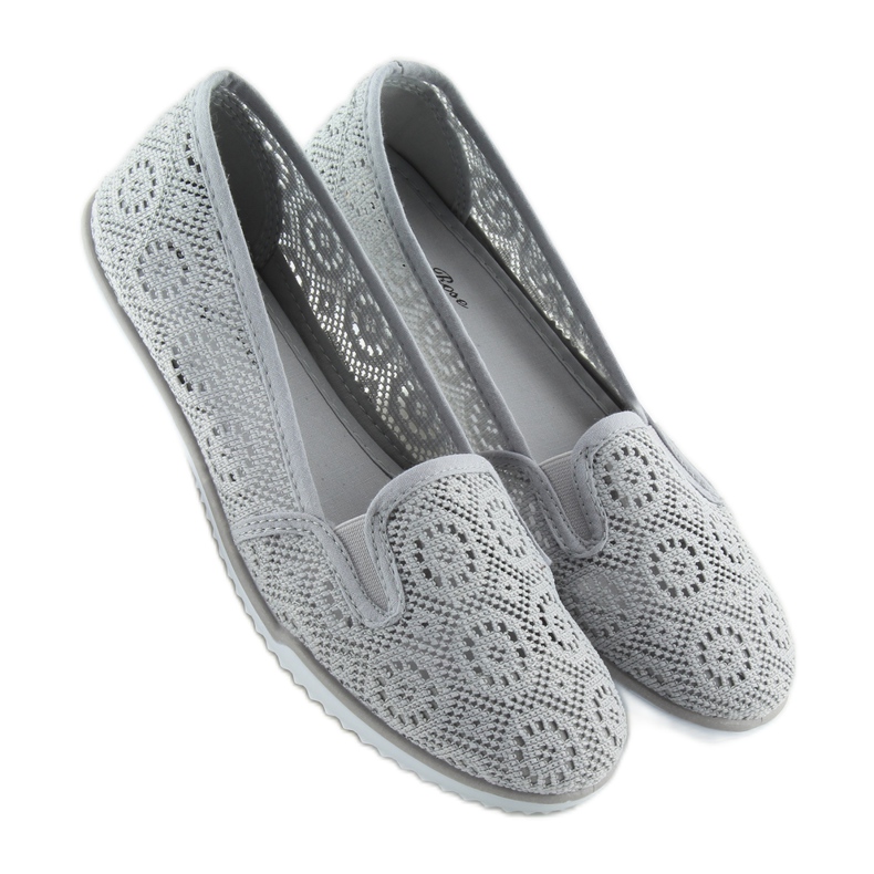 Slipony koronkowe szare MN70 grey 1