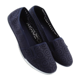 Slipony koronkowe granatowe MN70 D.BLUE 1