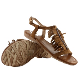 Sandałki w indiańskim stylu k1626301 Camel brązowe 2