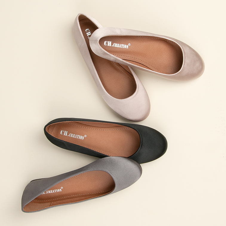 Ch. Creation Satynowe szare baleriny 1