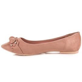 Ideal Shoes Stylowe różowe baleriny 4