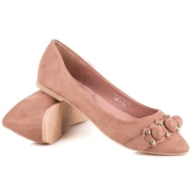 Ideal Shoes Stylowe różowe baleriny 5