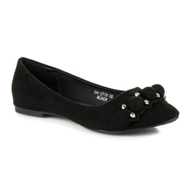 Ideal Shoes Stylowe czarne baleriny 3
