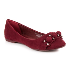 Ideal Shoes Stylowe bordowe baleriny czerwone 3