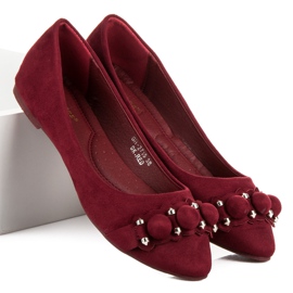 Ideal Shoes Stylowe bordowe baleriny czerwone 2