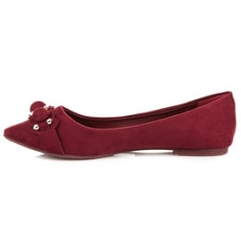 Ideal Shoes Stylowe bordowe baleriny czerwone 4