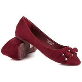 Ideal Shoes Stylowe bordowe baleriny czerwone 5