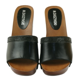 M.Daszyński Klapki na koturnie Daszyński z cyrkoniami czarne 4