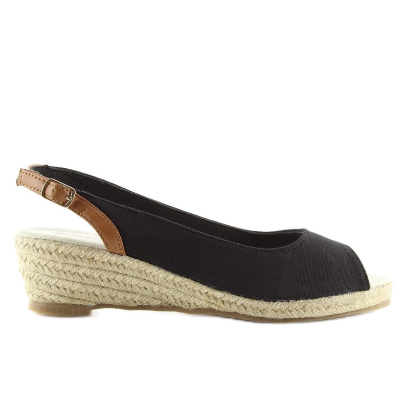 Espadryle na niskim koturnie czarne black 2