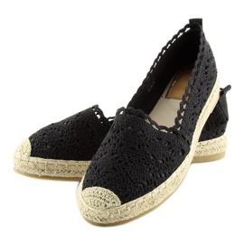 Espadryle koronkowe czarne BB11 black 1