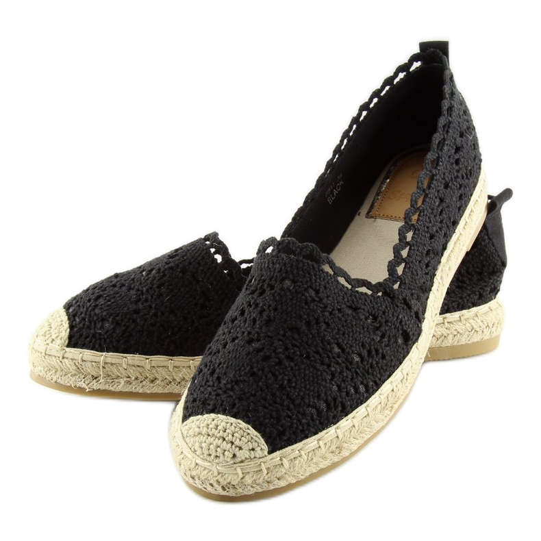 Espadryle koronkowe czarne BB11 black 1