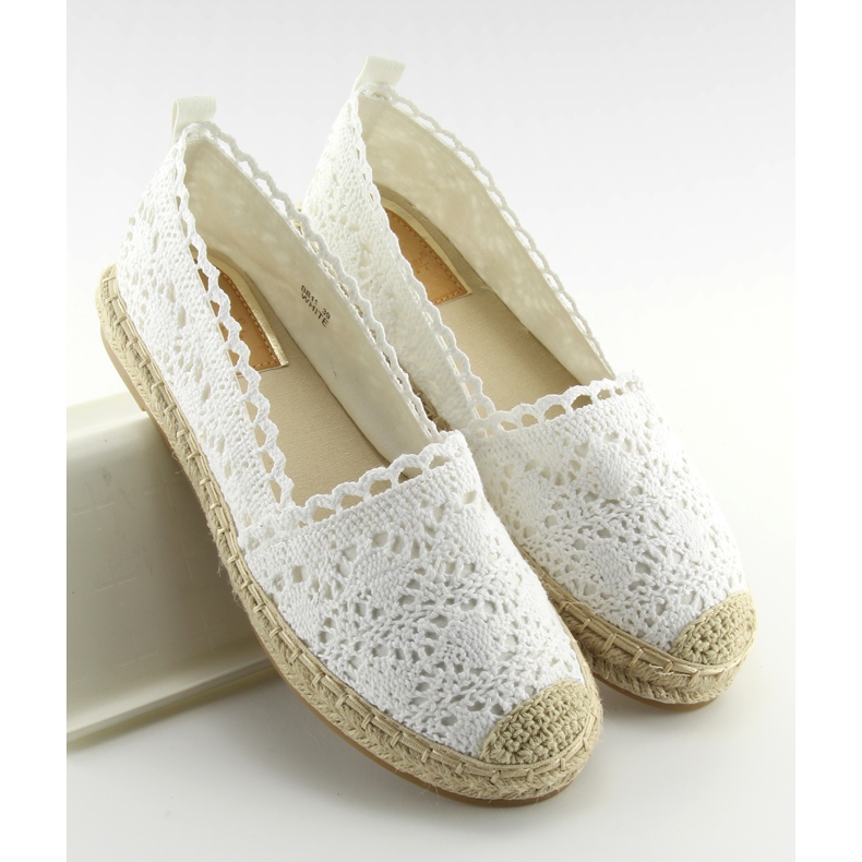 Espadryle koronkowe białe BB11 white 2