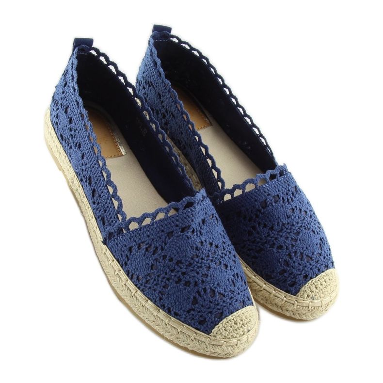 Espadryle koronkowe granatowe BB11 jeans 2