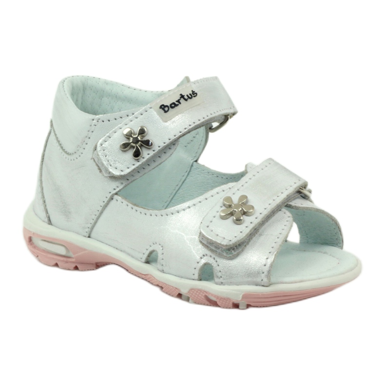 Bartuś elastyczne sandałki dziewczęce na rzepy srebrne-metaliczne srebrny 1