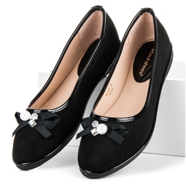 Ideal Shoes Eleganckie Zamszowe Baleriny czarne 3