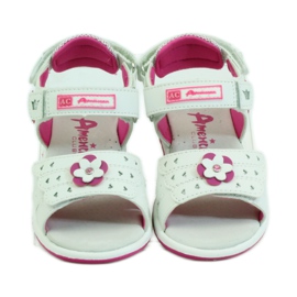 American Club Buty dziecięce sandałki z wkładką skórzaną American 93606 różowe białe 4