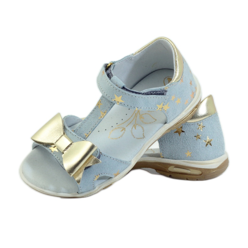 Sandałki gwiazdki z kokardą Ren But 3199 żółte niebieskie 3