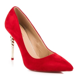 Czerwone zamszowe szpilki 1
