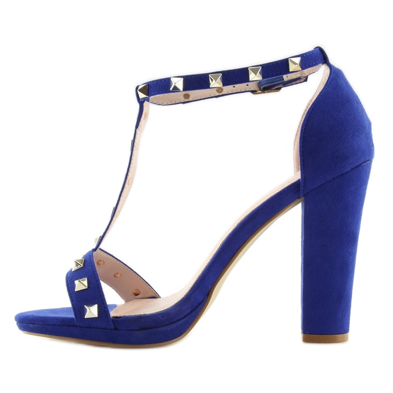 Sandałki na słupku granatowe A03 blue 2