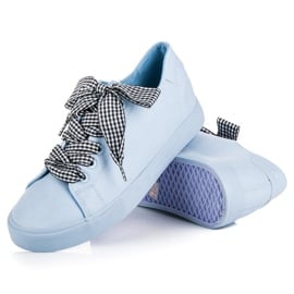 Ideal Shoes Niebieskie Trampki Z Frędzlami 6