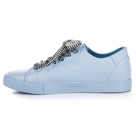 Ideal Shoes Niebieskie Trampki Z Frędzlami 7