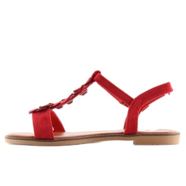 Sandałki damskie zamszowe czerwone WL-001 1