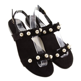 Sandałki damskie z perełkami czarne 56-66 Black 5