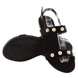 Sandałki damskie z perełkami czarne 56-66 Black 4