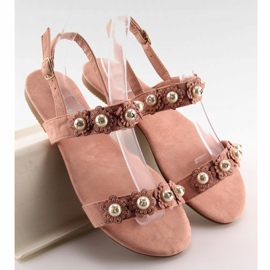 Sandałki damskie z perełkami różowe 55-66 Pink 5