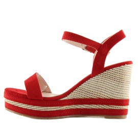 Sandałki na koturnie czerwone 1505-2 red 1