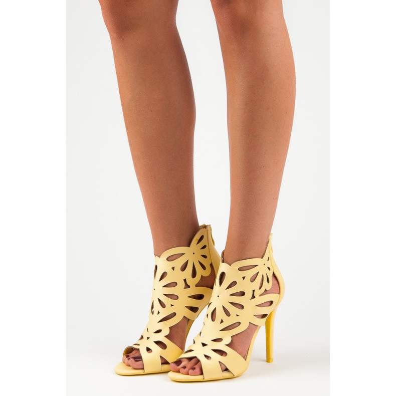 Eleganckie sandały z cholewką vices żółte 1
