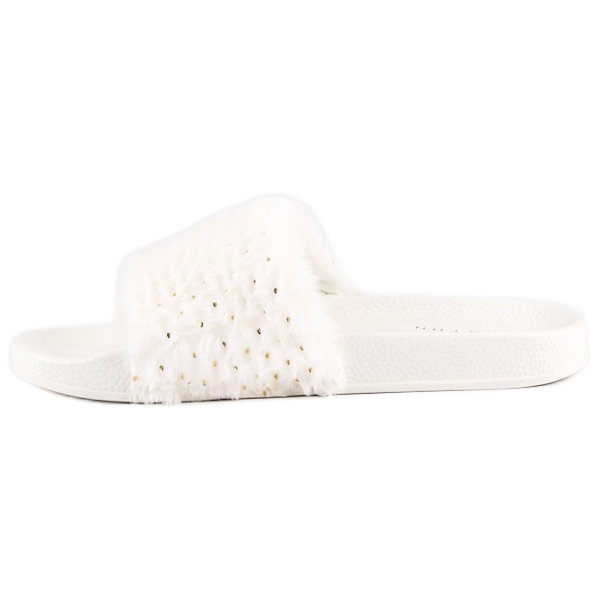 Erynn Białe klapki z futerkiem 1