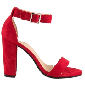 Klasyczne Sandały Na Słupku czerwone 1