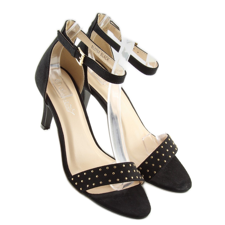 Sandałki na wygodnym obcasie czarne BL0764 2