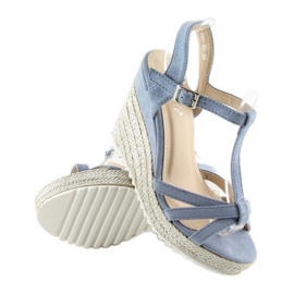 Sandałki espadryle na koturnie niebieskie 680-30 Blue 2