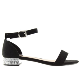 Sandałki z kryształkami czarne 99-78 black 6
