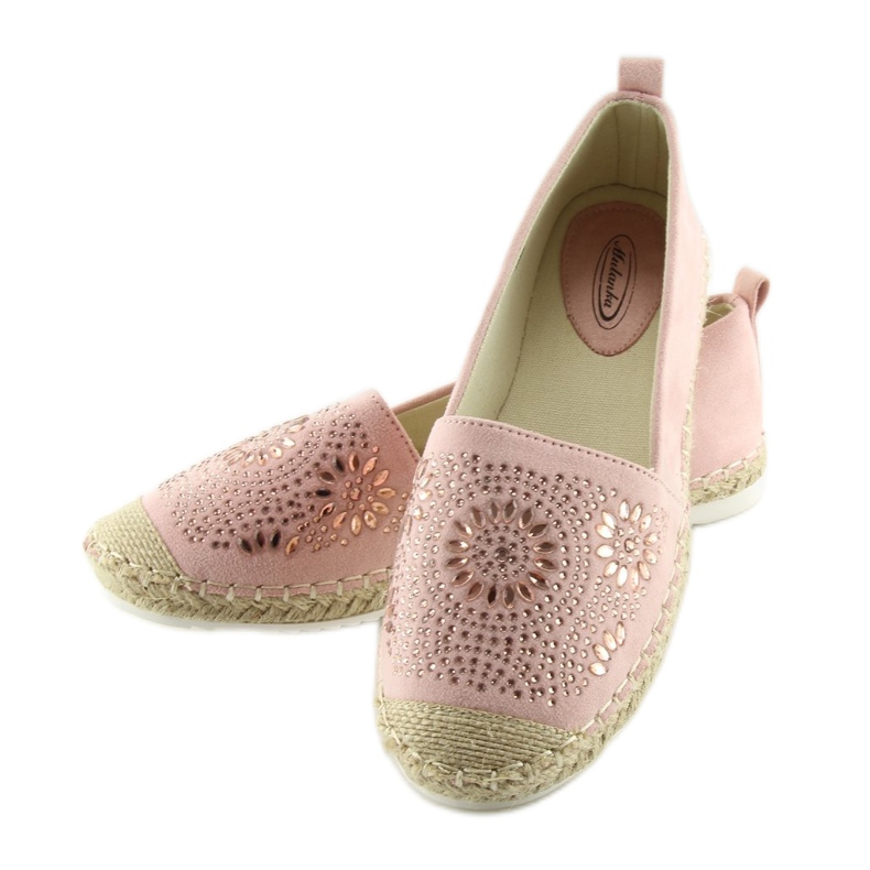 Espadryle zdobione różowe 5599-1 Pink 2