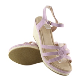 Sandałki na niskim koturnie fioletowe SR-2817 Purple 2