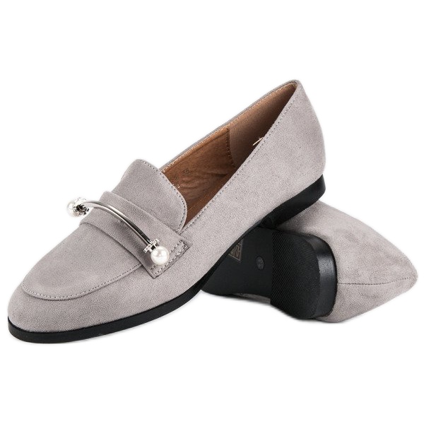 Szare półbuty z perełkami 1