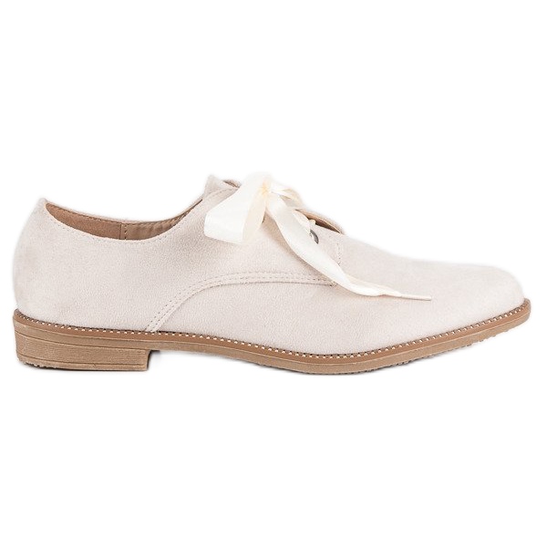 Półbuty z satynową wstążką brązowe 1