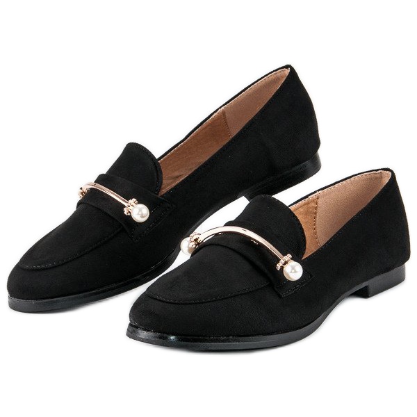 Czarne półbuty z perełkami 2
