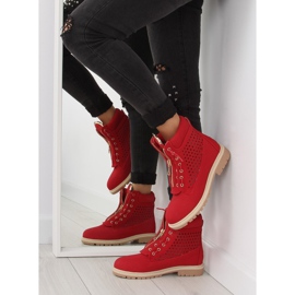 Ażurowe balmanki złoty suwak czerwone R103 Red 1