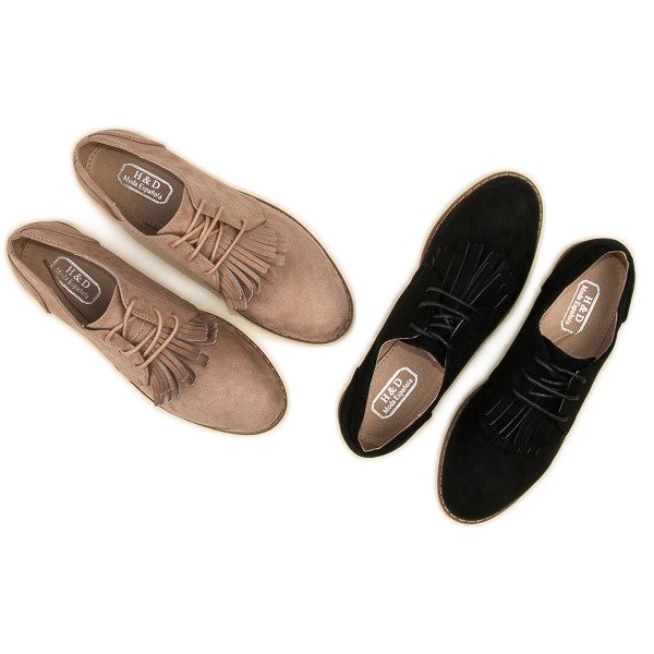 Wiązane zamszowe półbuty boho czarne 1