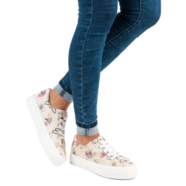 Kylie Welurowe Trampki Na Platformie beżowy 2