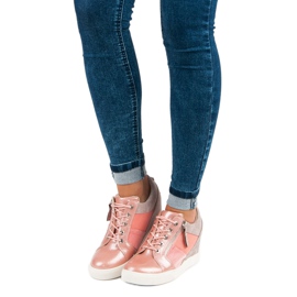 Kylie Modne sneakersy na koturnie różowe 2