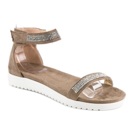 Evento Eleganckie sandały na rzep brązowe 1