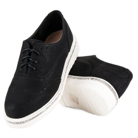Ideal Shoes Czarne wiązane półbuty 4