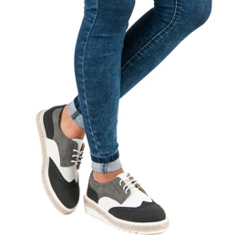 Ideal Shoes Półbuty espadryle szare 2