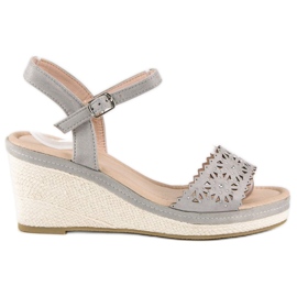 Ideal Shoes Szare espadryle na koturnie 1